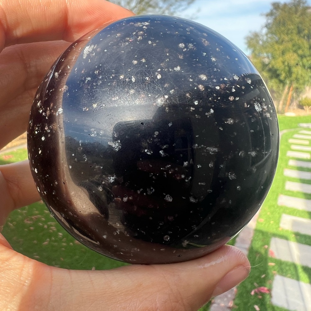 Galaxy Obsidian Crystal Sphere - Picture 3 of 6